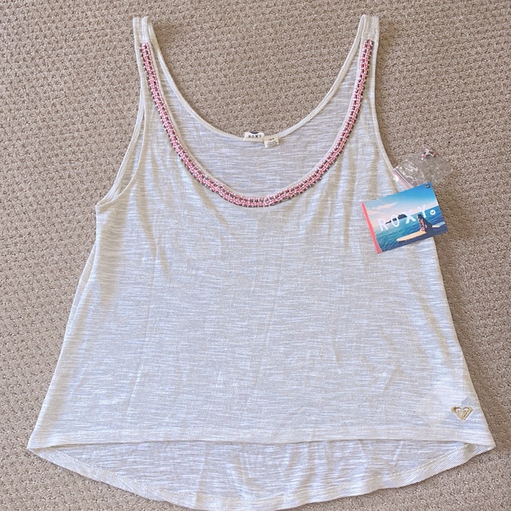 Roxy Gold Tank Top Beaded Details L